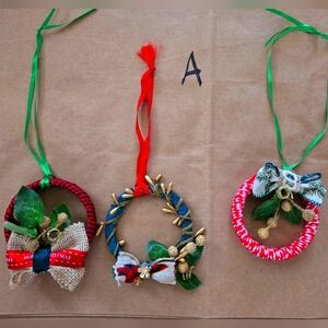 Set of 3 handmade wreath Christmas Ornaments
